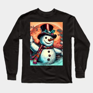 Discover Frosty's Wonderland: Whimsical Christmas Art Featuring Frosty the Snowman for a Joyful Holiday Experience! Long Sleeve T-Shirt